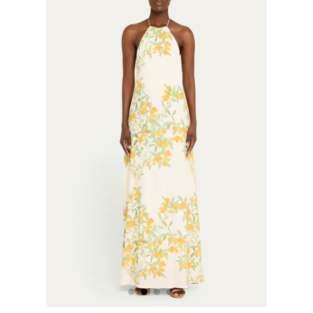 Bernadette - Frannie Floral Print Maxi Dress- Kumquat Ivory